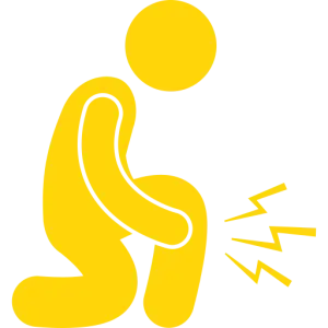 Yellow Icon having knee problems
